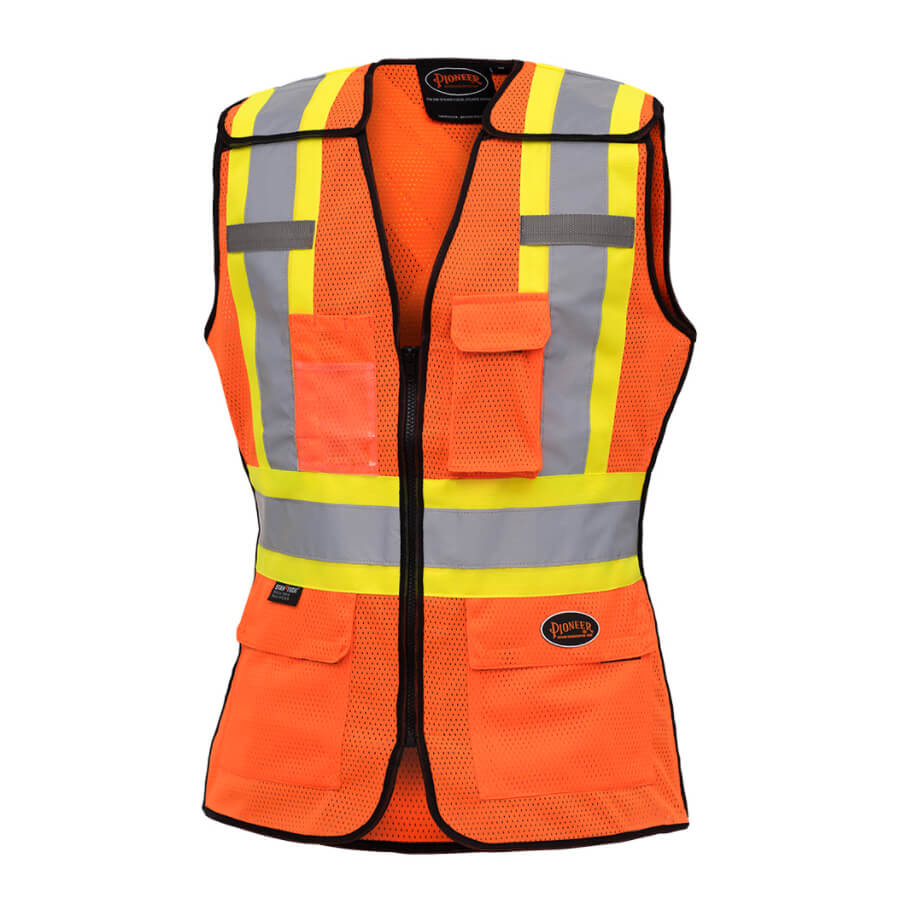 hi-viz orange ladies tear away traffic safety vest