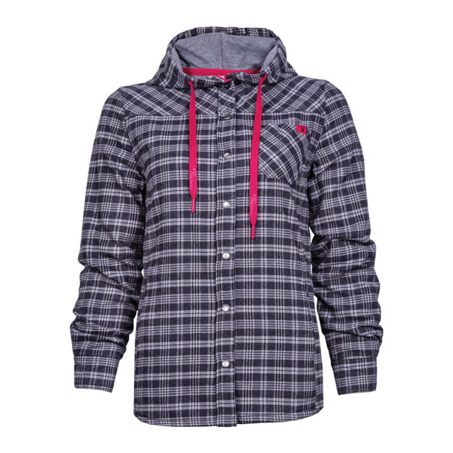 charcoal grey lined flannel hooded ladies shirt