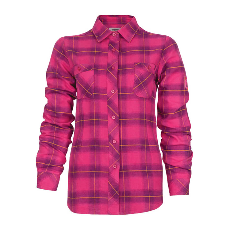 pink plaid flannel women's shirt