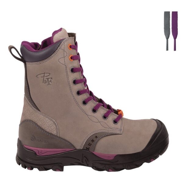 8" Waterproof Laced Work Boots With Zipper