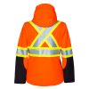 womens hi vis softshell orange jacket back