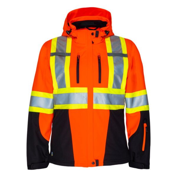womens hi vis softshell orange jacket