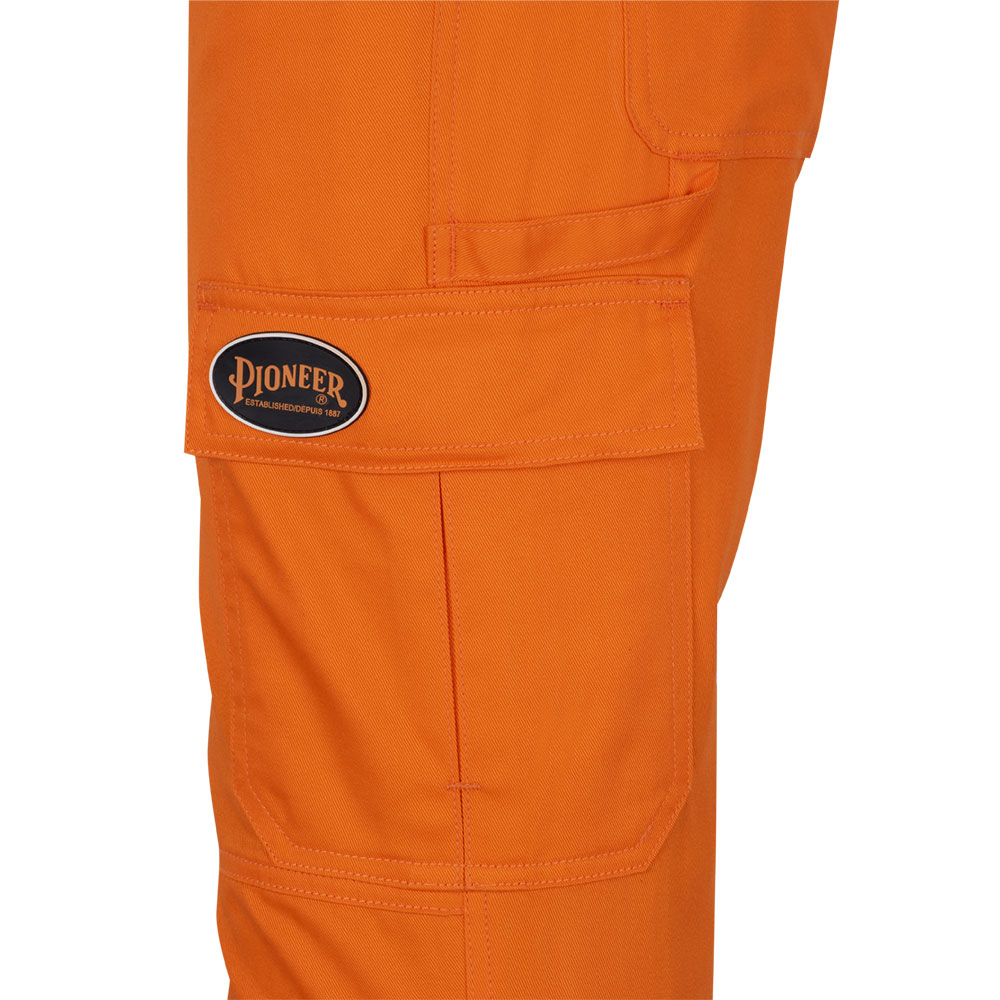Pioneer 100% Cotton Lightweight High Visibility Work Safety Pants,  Ultra-Cool, Orange, 32x32, V2120610-32x32