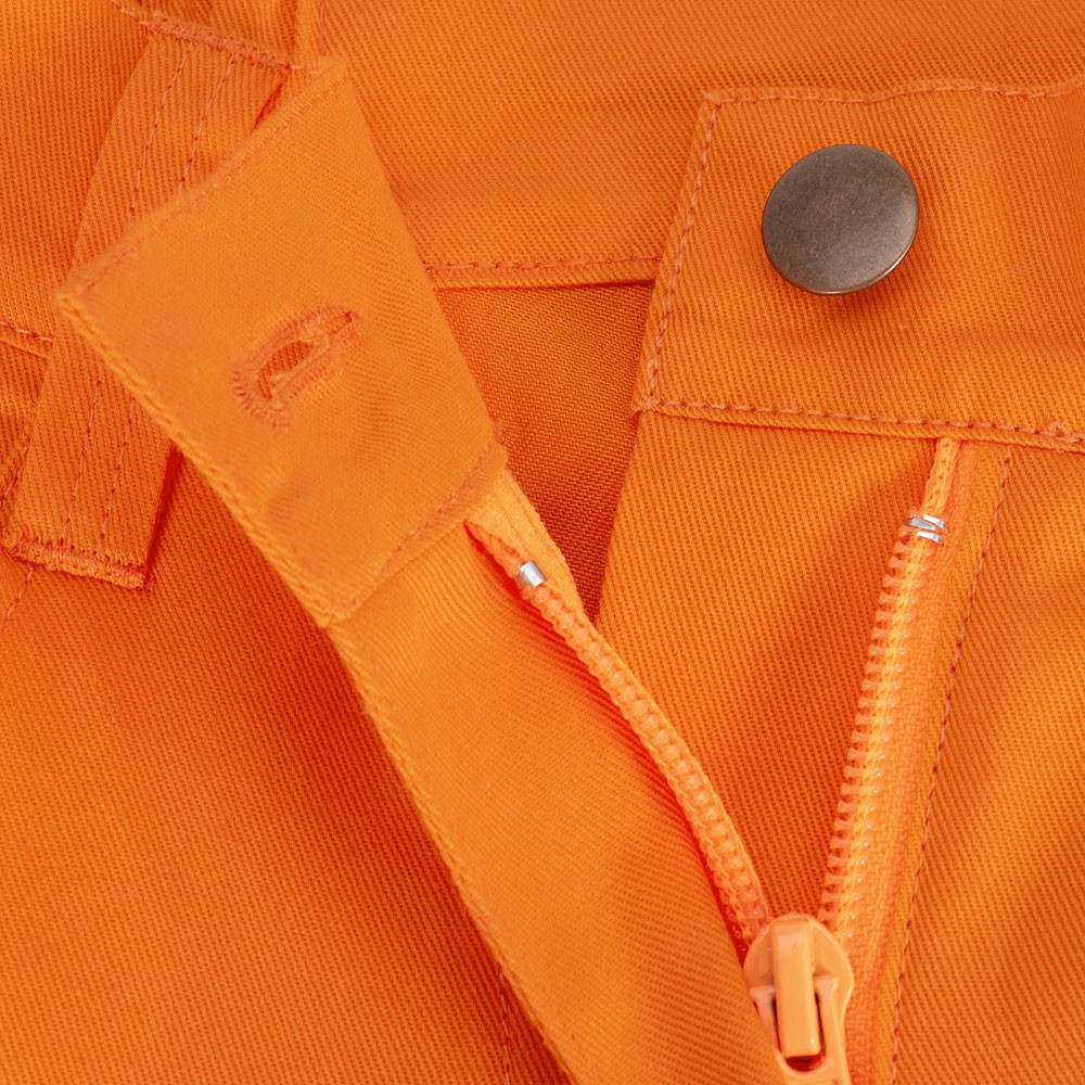 Buy the Womens Orange Flat Front Elastic Waist Slash Pocket