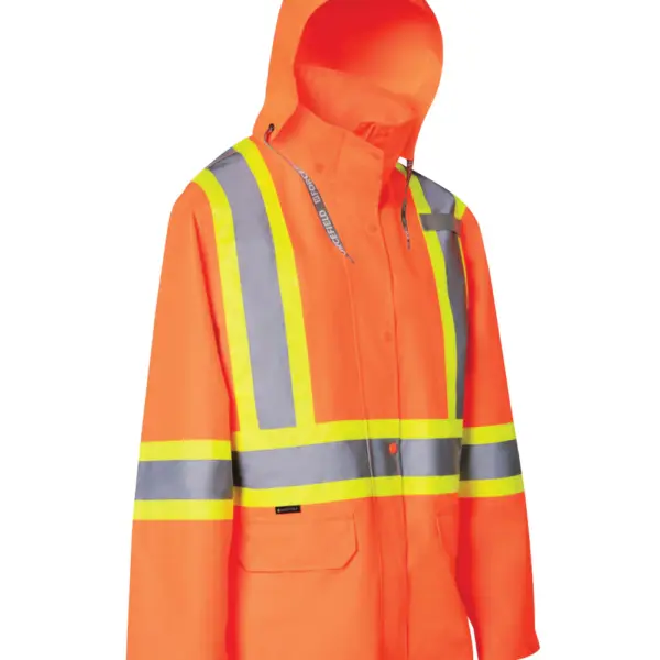 Hi-Viz Rain Jacket with Snap-Off Hood