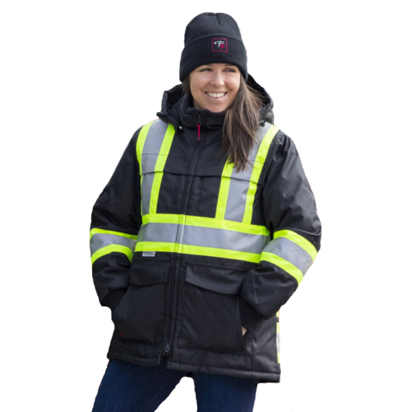 Lined Winter Coat with Hi-Viz Stripes
