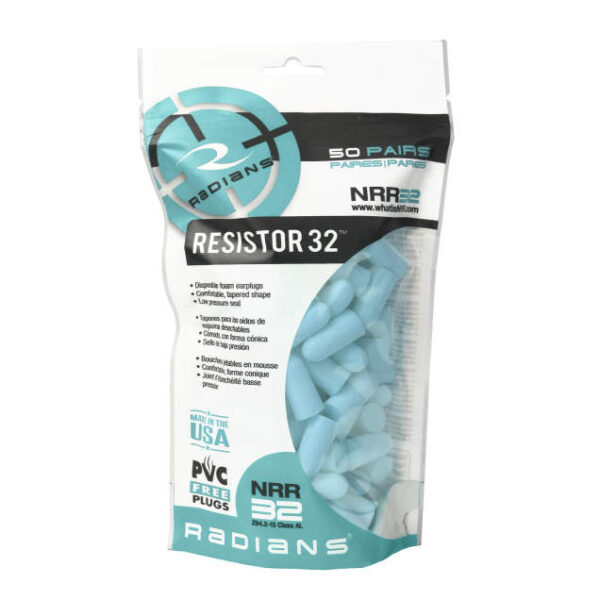 Resistor® 32 Disposable Foam Earplugs – 50 Pairs