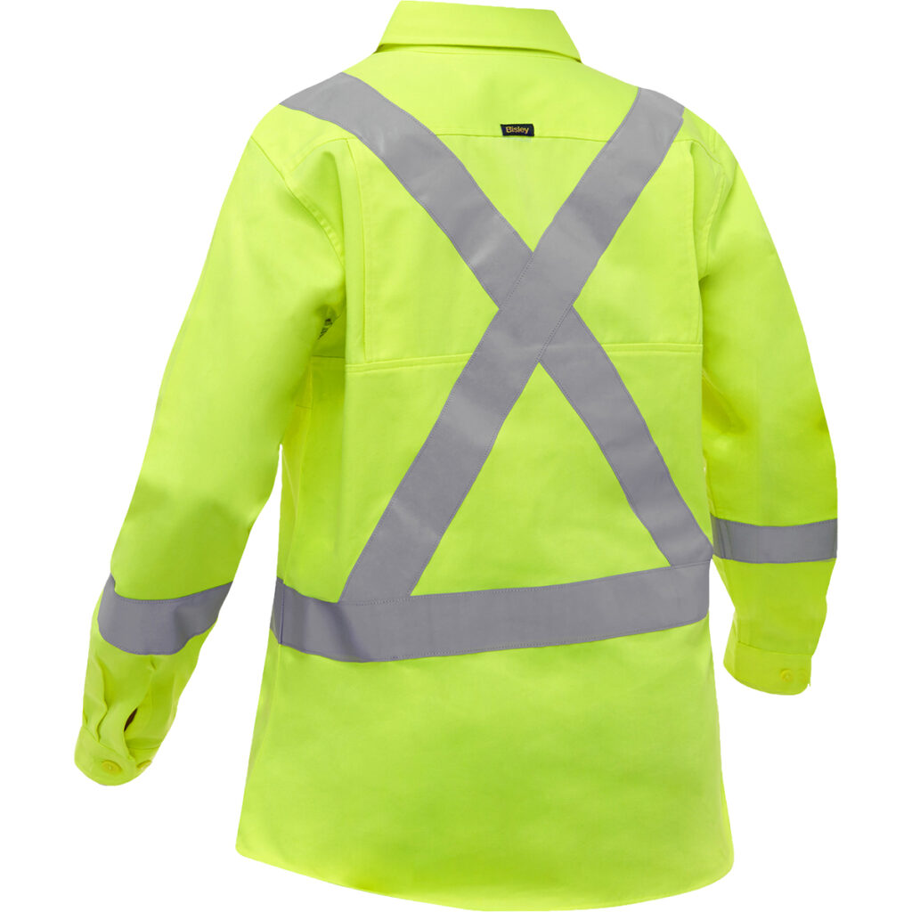 Hi-Viz X-Back Long Sleeve Button Front Shirt (S-5XL) | Womens Workwear