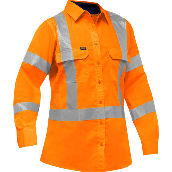 Hi-Viz X-Back Long Sleeve Button Front Shirt  (S-5XL)