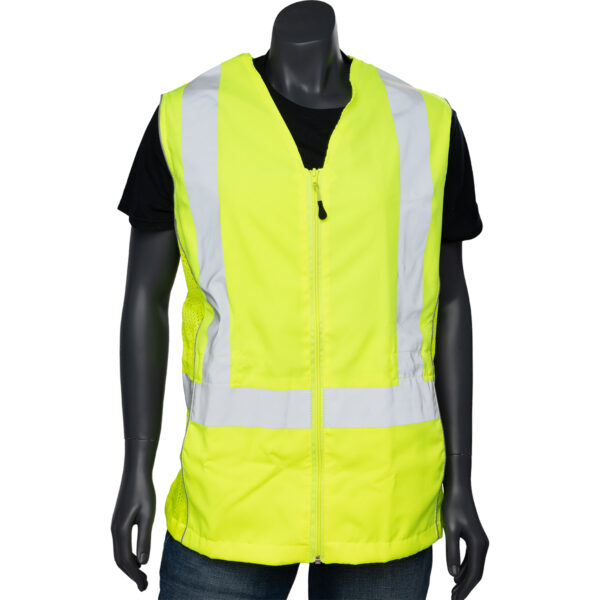 Hi-Viz Zip Front Contoured Vest with Mesh Back