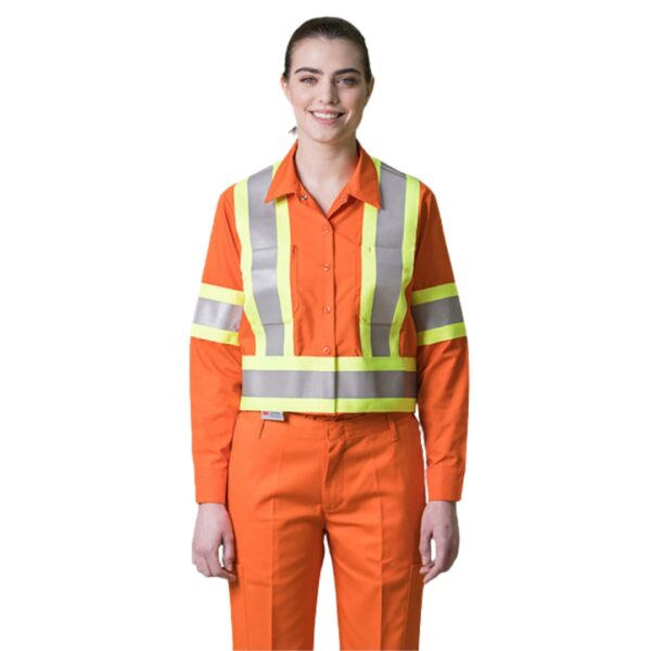 Hi-Viz Poly/Cotton Work Shirt With 4″ Reflective Tape