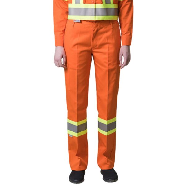 Hi-Viz Poly/Cotton Work Pants With 4″ Reflective Tape (Waist 26" - 54")