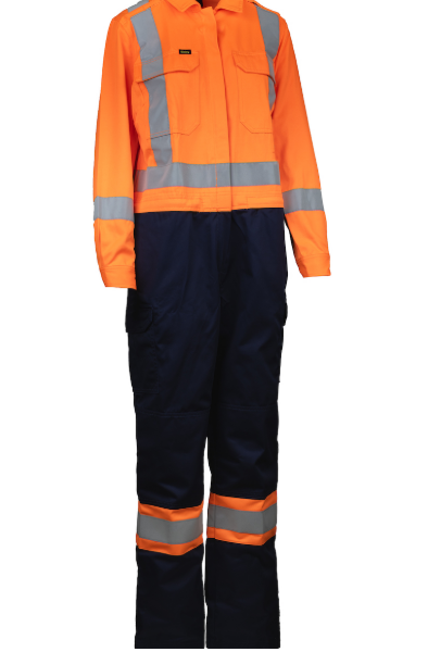 Hi-Viz Vented 2-Tone Coverall with Navy Bottom & Drop Seat