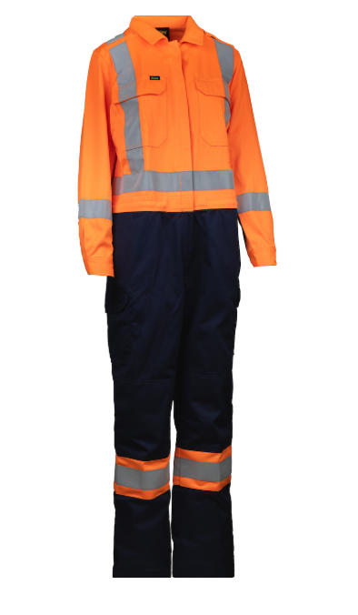 Hi-Viz Vented 2-Tone Coverall with Navy Bottom & Drop Seat