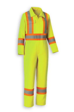 Hi-Viz Poly/Cotton Lime Safety Coveralls
