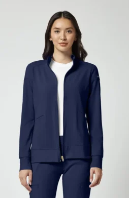 Knit Zip Front Warm Up Scrub Jacket