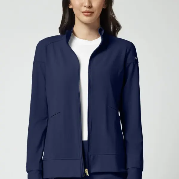 Knit Zip Front Warm Up Scrub Jacket